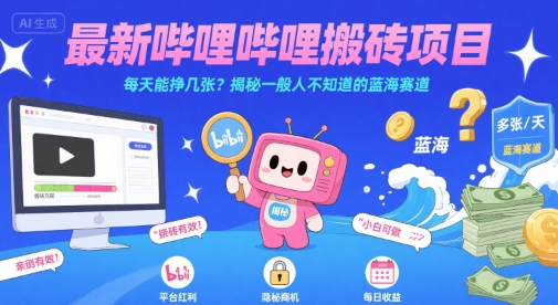 最新哔哩哔哩上B站搬砖项目,每天能挣几张?揭秘一般人不知道的蓝海赛道-赛德副业库