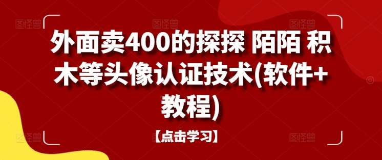 外面卖400的探探 陌陌 积木等头像认证技术(软件+教程)-赛德副业库
