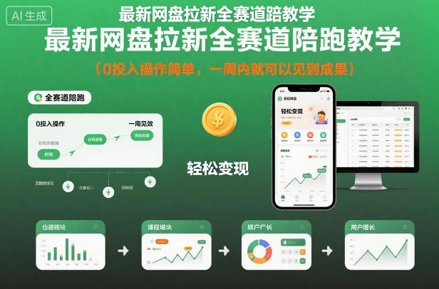 最新网盘拉新全赛道陪跑教学,0投入操作简单,一周内就可以见到成果-赛德副业库