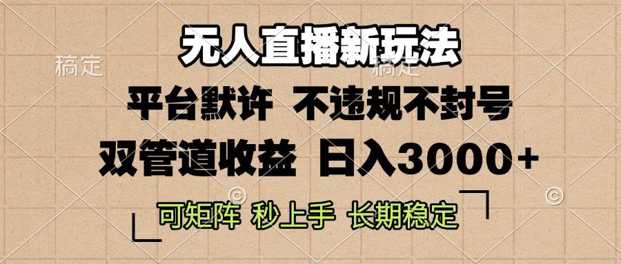 （13374期）0粉开播，无人直播新玩法，轻松日入3000+，不违规不封号，可矩阵，长期…-赛德副业库