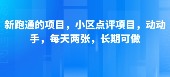 新跑通的项目,小区点评项目,动动手,每天两张,长期可做-赛德副业库