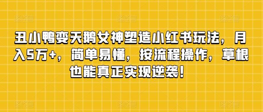 丑小鸭变天鹅女神塑造小红书玩法，月入5万+，简单易懂，按流程操作，草根也能真正实现逆袭！-赛德副业库