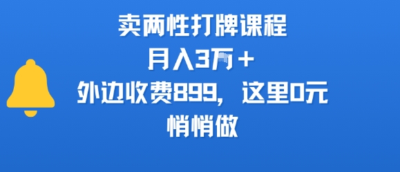 卖两性打牌课程，月入3W+外边收费899的课程，这里0元，悄悄做-赛德副业库