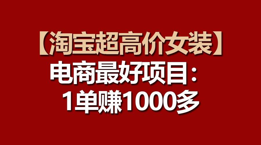 【淘宝超高价女装】电商最好项目：一单赚1000多-赛德副业库