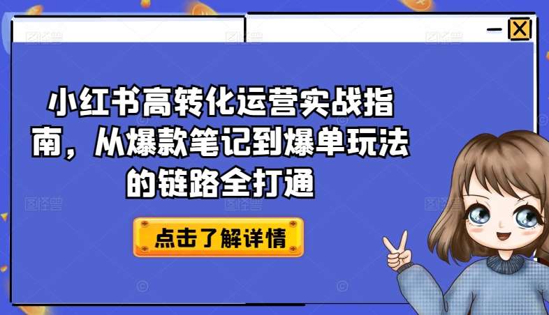 小红书高转化运营实战指南,从爆款笔记到爆单玩法的链路全打通-赛德副业库
