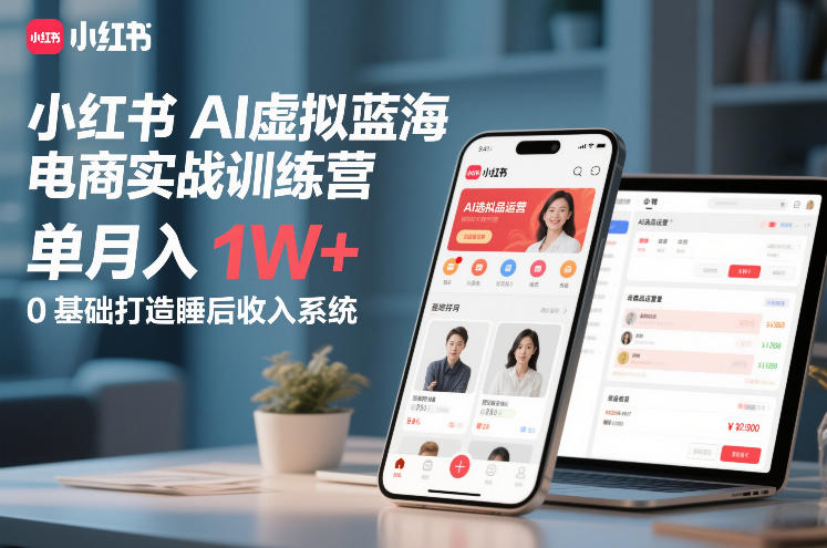 小红书AI虚拟蓝海电商实战训练营,单月入1W+,0基础打造睡后收入系统-赛德副业库