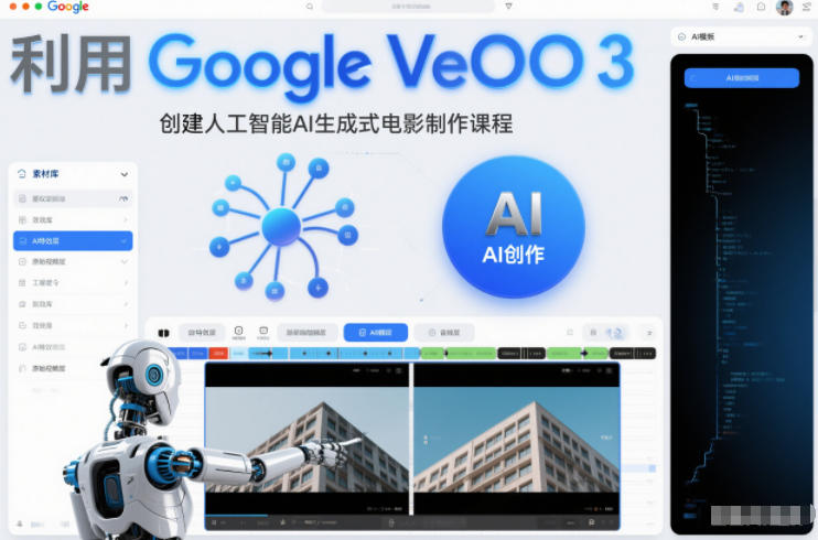 利l用Google Veo 3创建人工智能AI生成式电影制作课程,使用人工智能的力量创建令人惊叹的视频-赛德副业库
