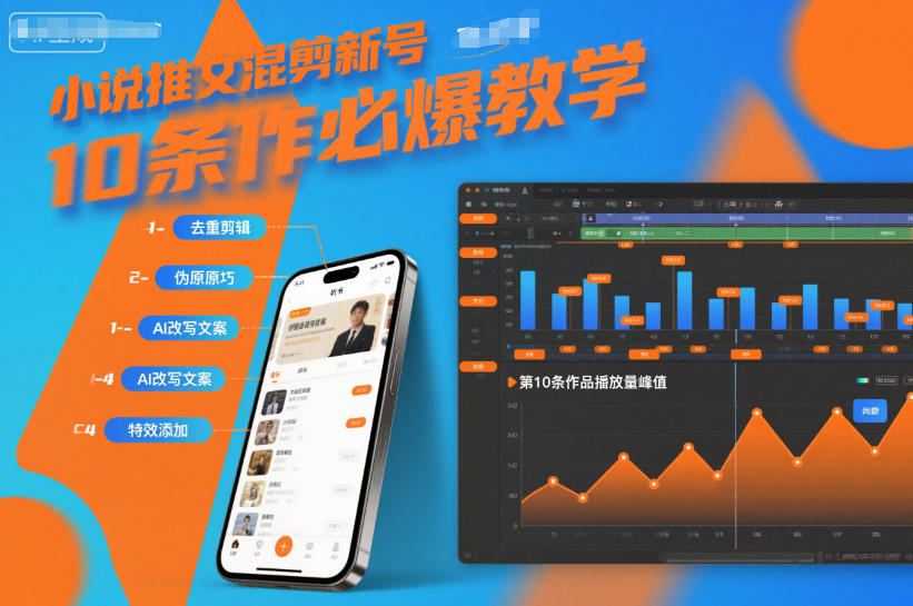 小说推文混剪新号10条必爆教学，伪原创10条作品必爆技巧-赛德副业库