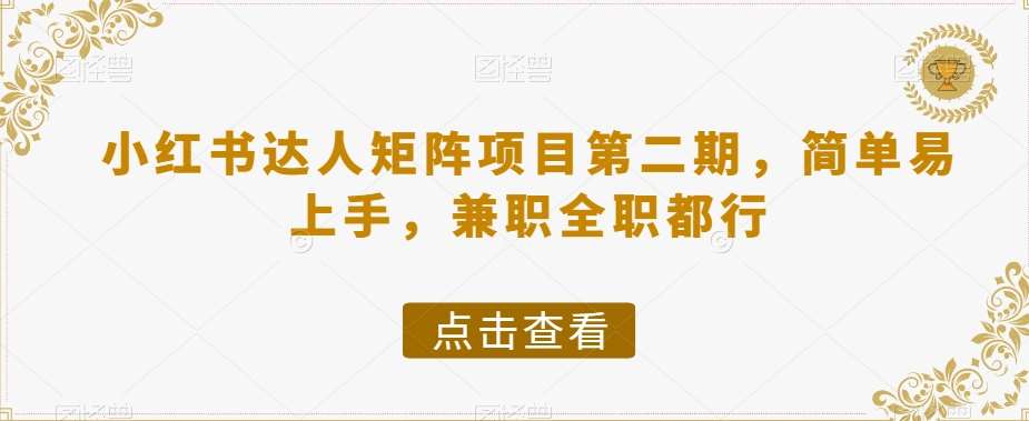 小红书达人矩阵项目第二期，简单易上手，兼职全职都行-赛德副业库