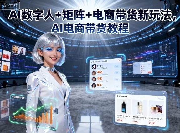 AI数字人+矩阵+电商带货新玩法，AI电商带货教程-赛德副业库