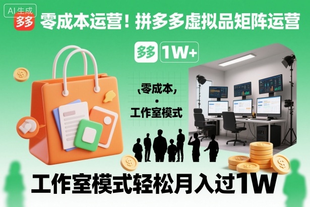 零成本运营！拼多多虚拟品矩阵运营，工作室模式轻松月入过1W-赛德副业库