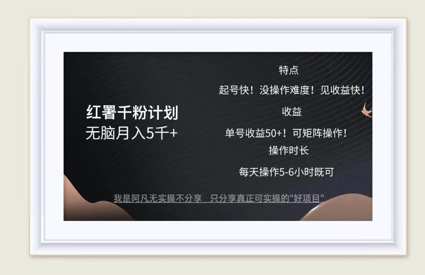 红薯千粉计划无脑月入5千+！既做既赚！-赛德副业库