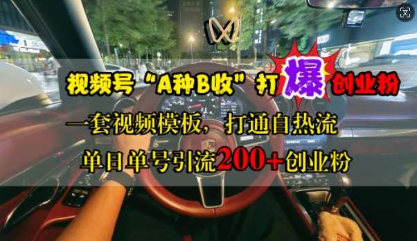 视频号“A种B收”打爆创业粉，一套视频模板打通自热流，单日单号引流200+创业粉-赛德副业库