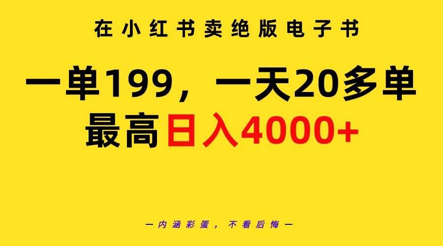 （9401期）在小红书卖绝版电子书，一单199 一天最多搞20多单，最高日入4000+教程+资料-赛德副业库