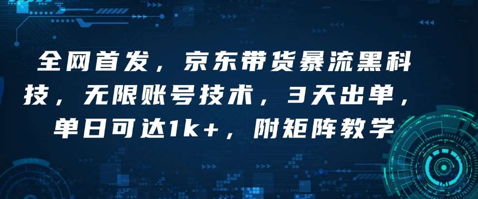 全网首发，京东带货暴流黑科技，无限账号技术，3天出单，单日可达1k+，附矩阵教学【揭秘】-赛德副业库