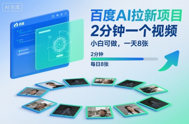 百度AI拉新项目，2分钟一个视频，小白可做，一天8张【附案例+保姆级教程】-赛德副业库