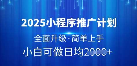 2025小程序推广计划,全面升级,简单上手,日均多张【揭秘】-赛德副业库