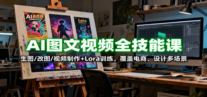 AI图文视频全技能课:生图/改图/视频制作+Lora训练,覆盖电商 、设计多场景-赛德副业库