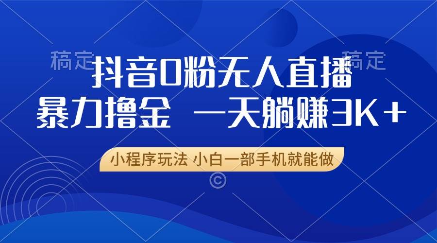 （13449期）抖音0粉无人直播暴力掘金，一天躺赚3K+，小白一部手机就能做-赛德副业库