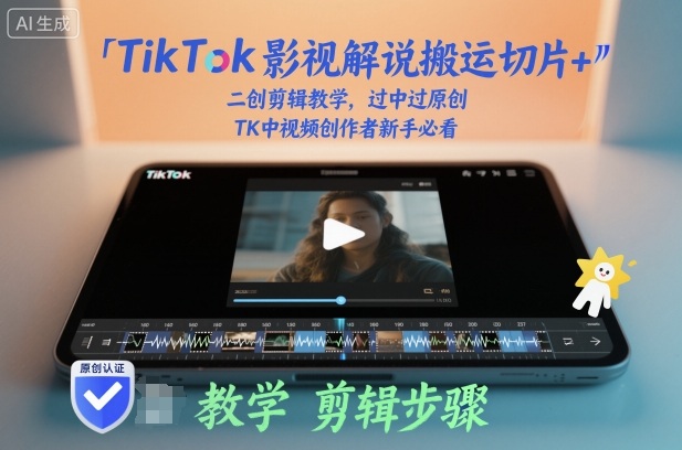 TikTok影视解说搬运切片+二创剪辑教学,过中过原创,TK中视频创作者新手必看-赛德副业库