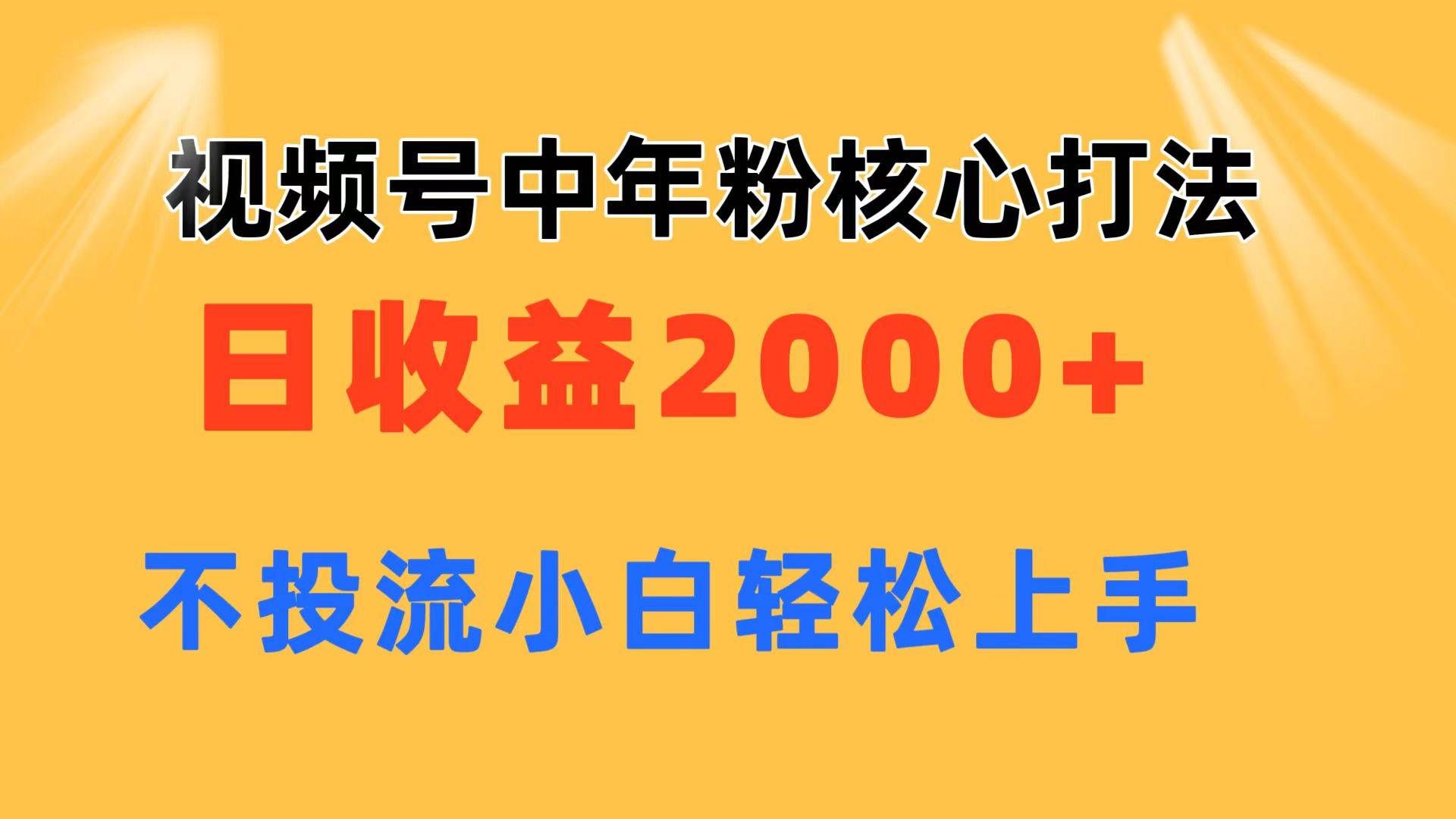 （11205期）视频号中年粉核心玩法 日收益2000+ 不投流小白轻松上手-赛德副业库