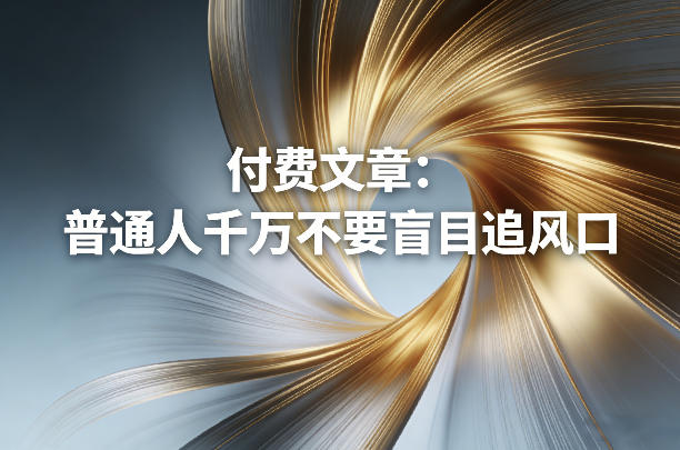付费文章：普通人千万不要盲目追风口-赛德副业库