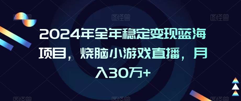 2024年全年稳定变现蓝海项目,烧脑小游戏直播,月入30万+【揭秘】-赛德副业库