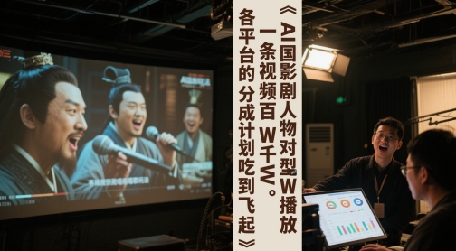 AI三国影视剧人物对口型唱歌玩法，一条视频百W千W播放，各平台的分成计划吃到飞起-赛德副业库
