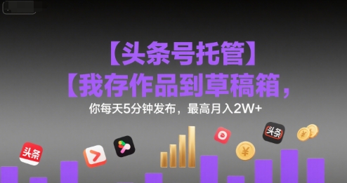 【头条号托管 】我存作品到草稿箱,你每天5分钟发布,最高月入2W+【揭秘】-赛德副业库