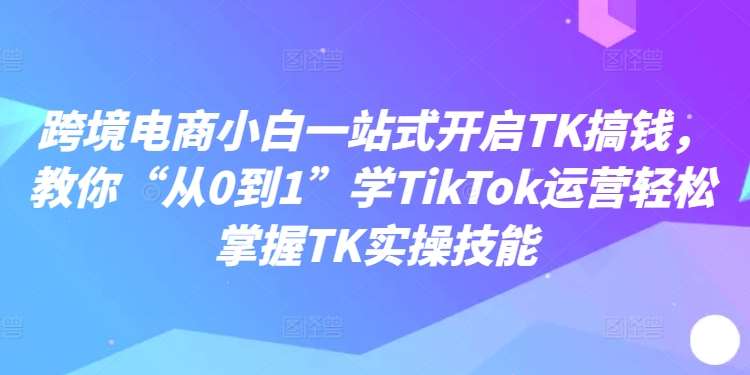 跨境电商小白一站式开启TK搞钱，教你“从0到1”学TikTok运营轻松掌握TK实操技能-赛德副业库