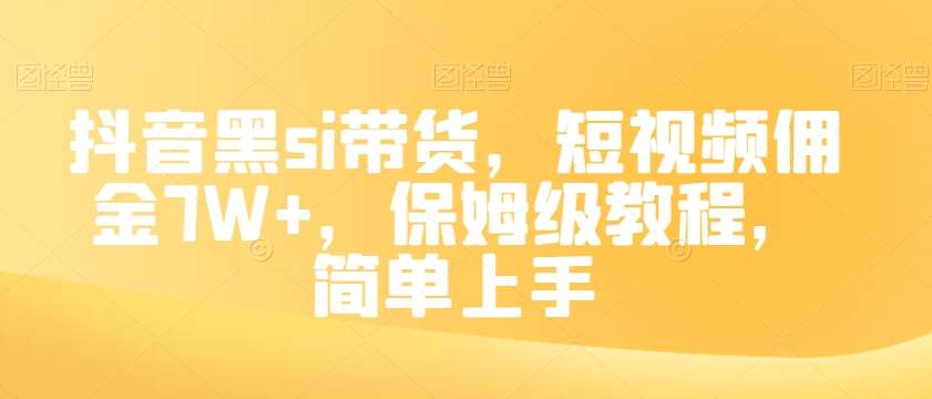 抖音黑si带货，短视频佣金7W+，保姆级教程，简单上手【揭秘】-赛德副业库