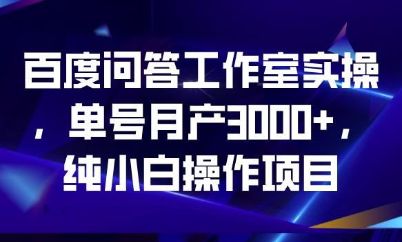 百度问答工作室实操，单号月产3000+，纯小白操作项目【揭秘】-赛德副业库