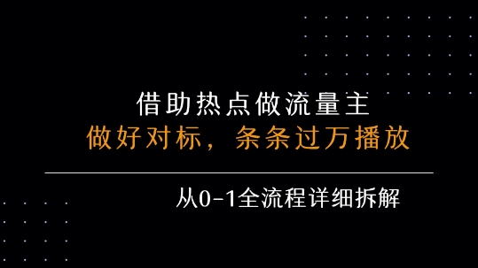 借力热点,乘顺风车玩流量主,条条过万播放, 每月收益5k+,从0-1全流程详细拆解-赛德副业库