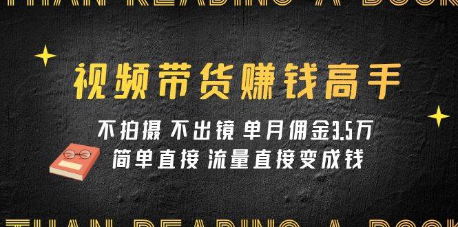 视频带货赚钱高手课程：不拍摄 不出镜 单月佣金3.5w 简单直接 流量直接变钱-赛德副业库