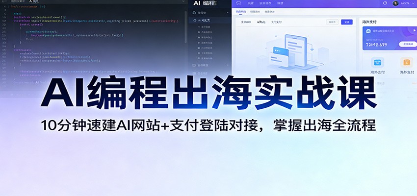 AI编程出海实战课:10分钟速建AI网站+支付登陆对接,掌握出海全流程-赛德副业库
