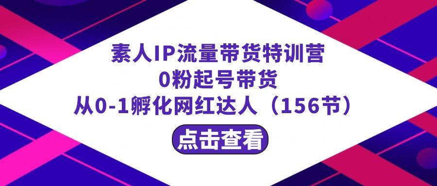 繁星·计划素人IP流量带货特训营:0粉起号带货 从0-1孵化网红达人(156节)-赛德副业库
