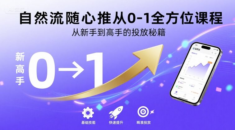 自然流随心推从0-1全方位课程,从新手到高手的投放秘籍-赛德副业库