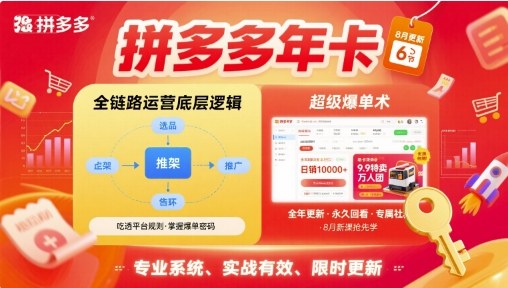 拼多多年卡【8月更新6节】拼多多全链路运营底层逻辑，超级爆单术-赛德副业库