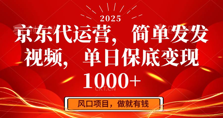 京东代运营，简单发发视频，单日保底变现1000+-赛德副业库