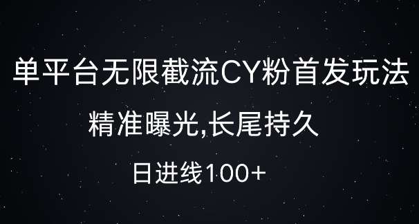 单平台无限截流创业粉首发玩法，精准曝光，长尾持久，日引流100+【揭秘】-赛德副业库