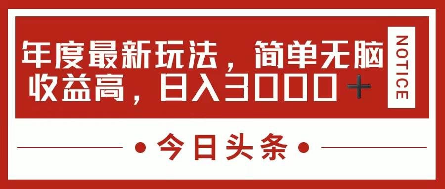 （11582期）今日头条新玩法，简单粗暴收益高，日入3000+-赛德副业库