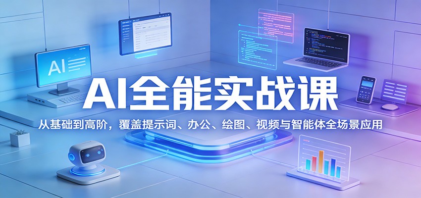AI全能实战课：从基础到高阶，覆盖提示词、办公、绘图、视频与智能体全场景应用-赛德副业库