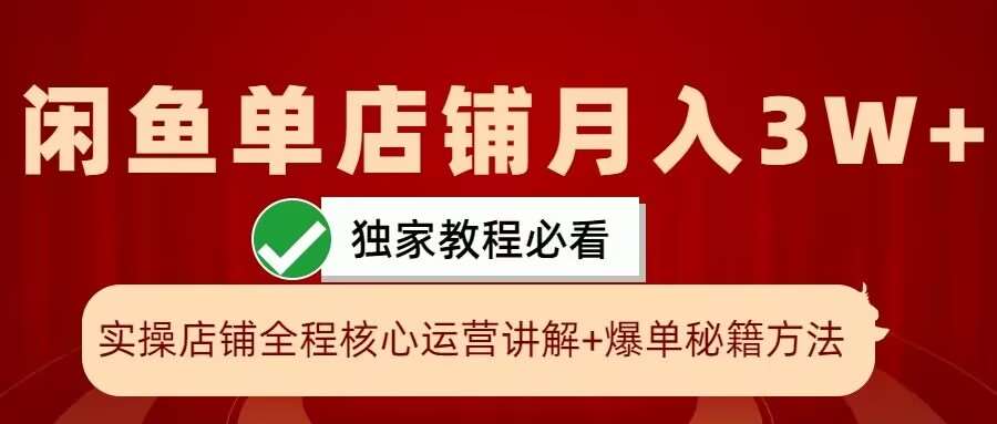 闲鱼单店铺月入3W+实操展示，爆单核心秘籍，一学就会【揭秘】-赛德副业库