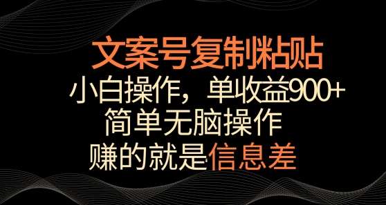 文案号掘金,简单复制粘贴,小白操作,单作品收益900+【揭秘】-赛德副业库