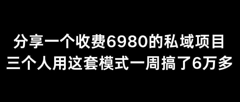 分享一个外面卖6980的私域项目三个人用这套模式一周搞了6万多【揭秘】-赛德副业库