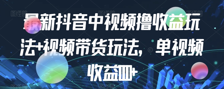 最新抖音中视频撸收益玩法+视频带货，单视频收益1000+-赛德副业库