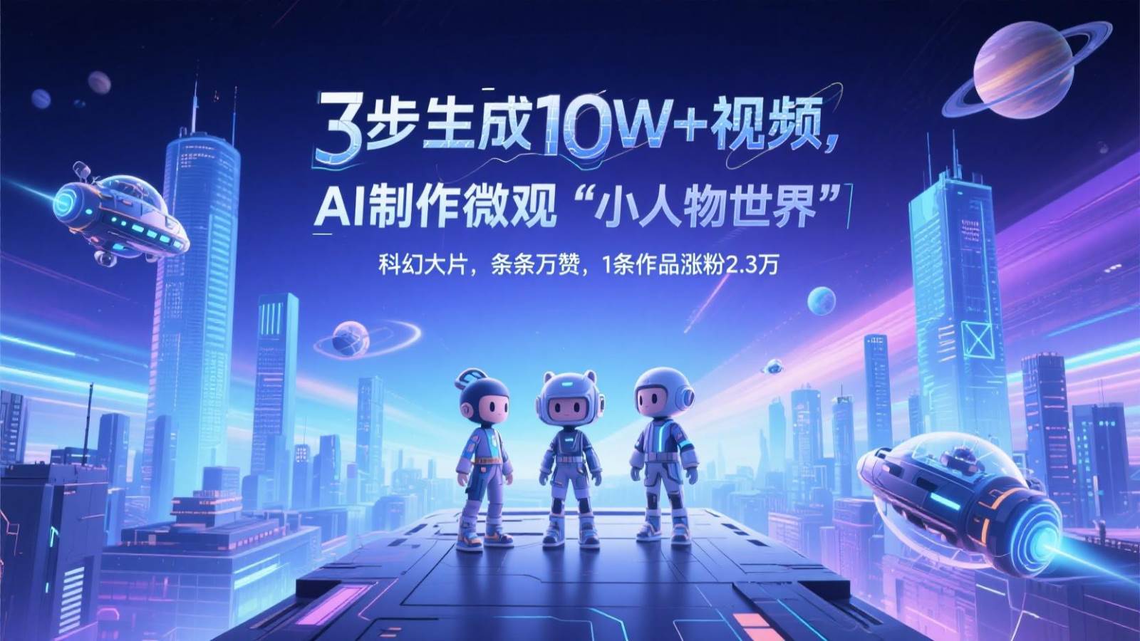 三步生成10W+视频，AI制作微观“小人物世界”科幻大片，条条万赞，1条作品涨粉2.3万-赛德副业库