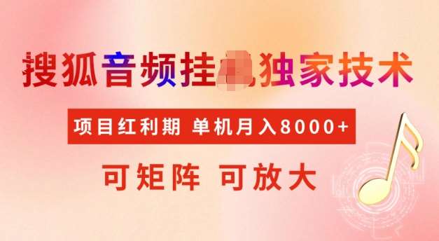 首发搜狐音频挂JI,项目红利期,可矩阵可放大,稳定月入5k【揭秘】-赛德副业库
