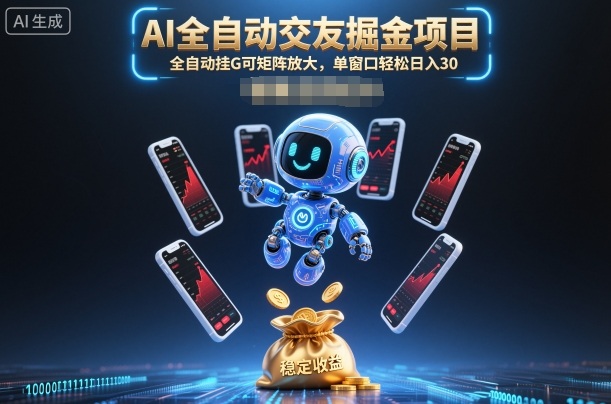 AI全自动交友掘金项目，全自动挂G可矩阵放大，单窗口轻松日入30+【揭秘】-赛德副业库