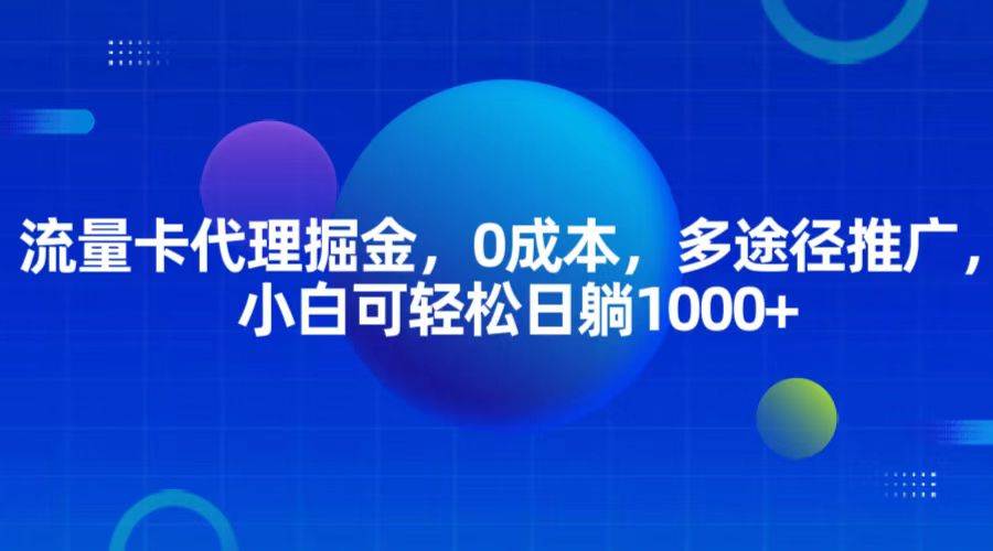 流量卡代理掘金，0成本，多途径推广，小白可轻松日躺1000+-赛德副业库